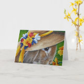 Waterverf van bruine konijnenvoorjaars kaart (Gele Bloem)