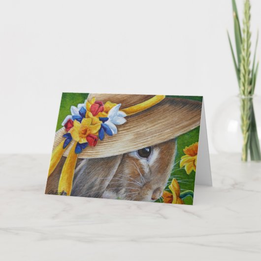 Waterverf van bruine konijnenvoorjaars kaart (Voorkant)