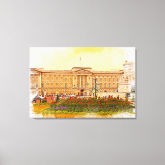Waterverf van Buckingham Palace schilderen Canvas Afdruk
