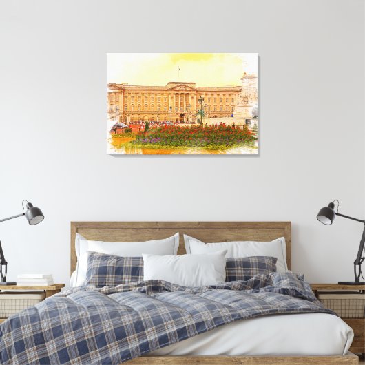 Waterverf van Buckingham Palace schilderen Canvas Afdruk (Insitu (Slaapkamer))