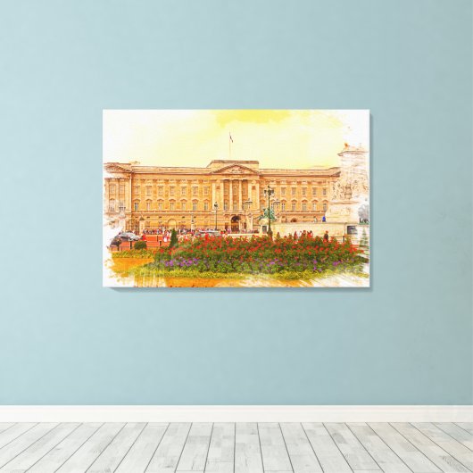 Waterverf van Buckingham Palace schilderen Canvas Afdruk (Insitu (Houten vloer))