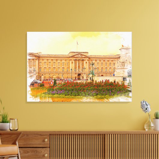 Waterverf van Buckingham Palace schilderen Canvas Afdruk (Insitu (Woonkamer))