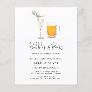 Waterverf van budget - Bubbles & Brews Baby shower Flyer