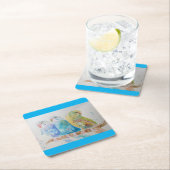Waterverf van Budgie Schildervogel Cushion Aqua Bl Kartonnen Onderzetters (Insitu)