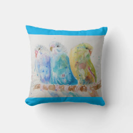 Waterverf van Budgie Schildervogel Cushion Aqua Bl Kussen