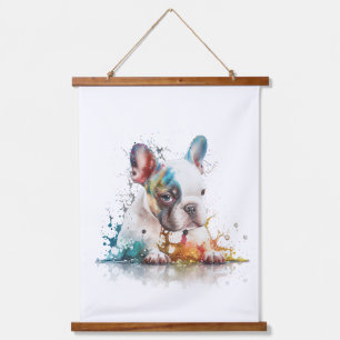 Waterverf van Bulldog Puppy Frenchie Art Hangend Wandkleed