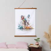 Waterverf van Bulldog Puppy Frenchie Art Hangend Wandkleed (Slaapkamer)