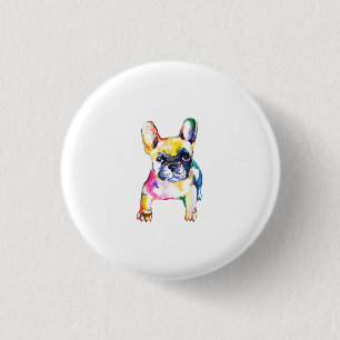 Waterverf van bulledog met mantel voor Hondenliefh Ronde Button 3,2 Cm