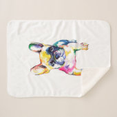 Waterverf van bulledog met mantel voor Hondenliefh Sherpa Deken (Voorkant (horizontaal))