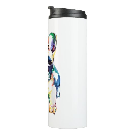 Waterverf van bulledog met mantel voor Hondenliefh Thermosbeker (Geroteerd rechts)