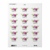 Waterverf van Burgundy Peonies Adresetiketten Etiket (Full Sheet)