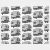 Waterverf van Camper Trailer met  retro Fleece Deken (Voorkant (Horizontaal))