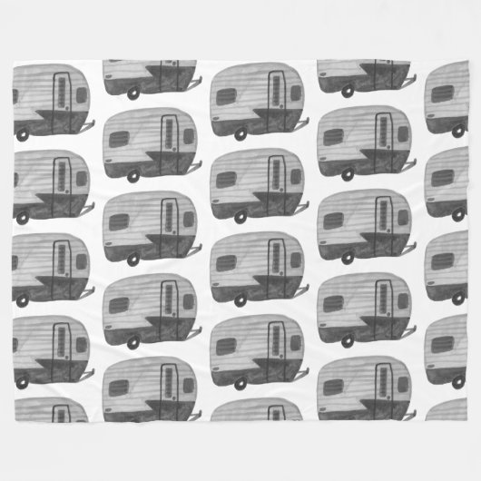 Waterverf van Camper Trailer met retro Fleece Deken (Voorkant (Horizontaal))