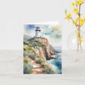 Waterverf van Cape Point in Kaapstad, Zuid-Afrika Kaart (Gele Bloem)