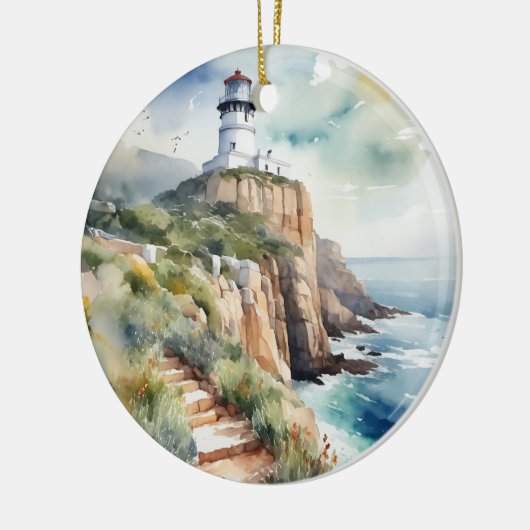 Waterverf van Cape Point in Kaapstad, Zuid-Afrika Keramisch Ornament (Links)