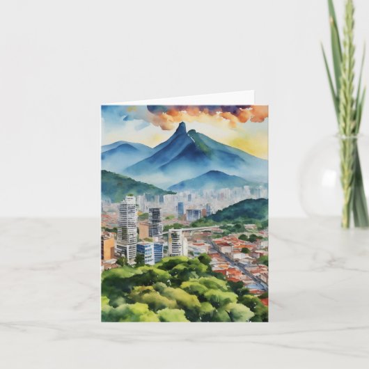 Waterverf van Caracas Venezuela Kaart (Voorkant)