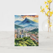 Waterverf van Caracas Venezuela Kaart (Gele Bloem)
