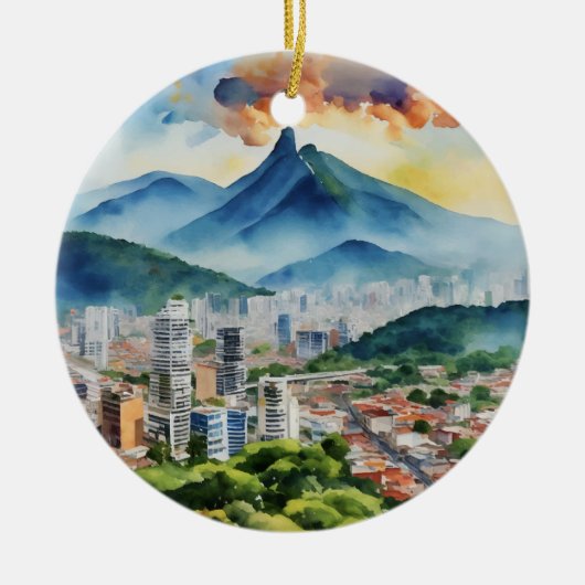 Waterverf van Caracas Venezuela Keramisch Ornament (Voorkant)