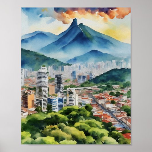Waterverf van Caracas Venezuela Poster (Voorkant)