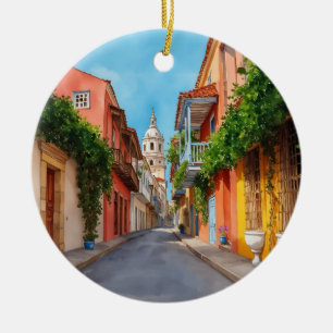 Waterverf van Cartagena-Colombia Keramisch Ornament