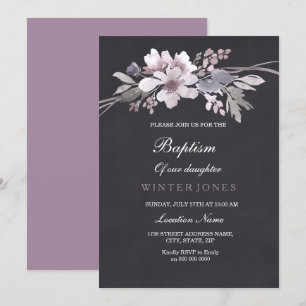 Waterverf van Chalkboard Floral Baptism Kaart