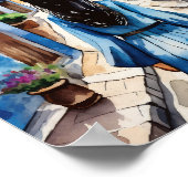 Waterverf van Chefchaouen Marokko Poster (Hoek)