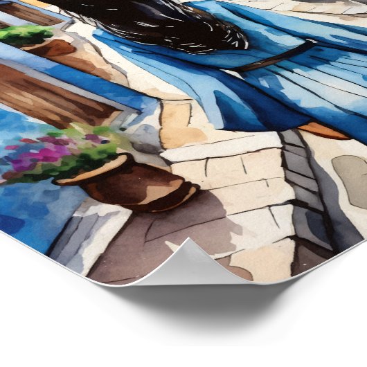 Waterverf van Chefchaouen Marokko Poster (Hoek)