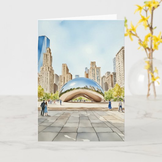 Waterverf van Chicago Bean Kaart (Gele Bloem)