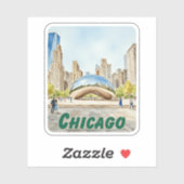 Waterverf van Chicago Bean Sticker (Vel)