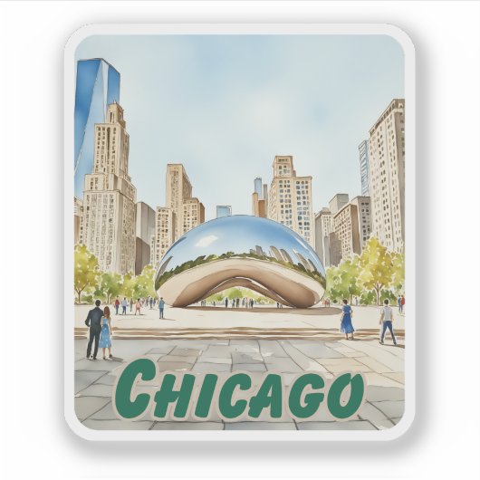Waterverf van Chicago Bean Sticker (Voorkant)