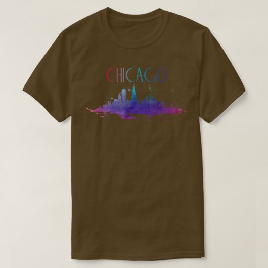 Waterverf van Chicago Skyline TShirt (Design voorkant)