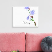Waterverf van Chicory Flowers Canvas afdrukken (Insitu (Woonkamer))