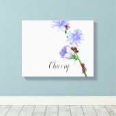 Waterverf van Chicory Flowers Canvas afdrukken (Insitu (Houten vloer))