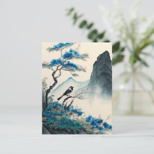 Waterverf van Chinese pushschilderlandschap Briefkaart (Staand voorkant)