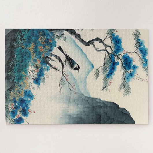 Waterverf van Chinese pushschilderlandschap Legpuzzel (Horizontaal)