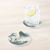 Waterverf van Chinese pushschilderlandschap Zandsteen Onderzetter (Zijkant)