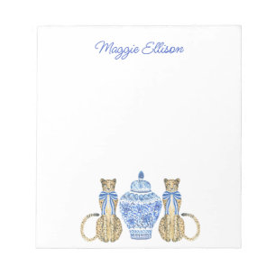 Waterverf van Chinoiserie Cheetah Ginger Jar Notep Notitieblok
