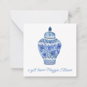 Waterverf van Chinoiserie Ginger Jar Gift Enclosur Notitiekaartje (Voorkant)