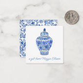 Waterverf van Chinoiserie Ginger Jar Gift Enclosur Notitiekaartje (Voorkant / Achterkant in situ)