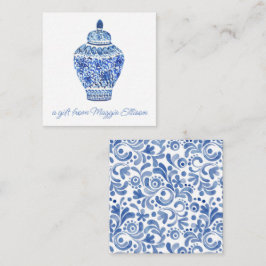 Waterverf van Chinoiserie Ginger Jar Gift Enclosur Notitiekaartje