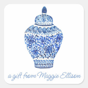 Waterverf van Chinoiserie Ginger Jar Gift Stickers