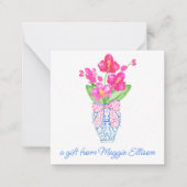 Waterverf van Chinoiserie Ginger Jar Orchid Enclos Notitiekaartje (Voorkant)