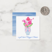 Waterverf van Chinoiserie Ginger Jar Orchid Enclos Notitiekaartje (Voorkant / Achterkant in situ)