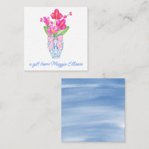 Waterverf van Chinoiserie Ginger Jar Orchid Enclos Notitiekaartje