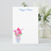 Waterverf van Chinoiserie Ginger Jar Orchids Bedankkaart (Staand voorkant)