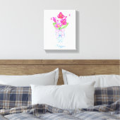 Waterverf van Chinoiserie Ginger Jar Orchids Canvas Afdruk (Insitu (Slaapkamer))