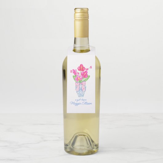 Waterverf van Chinoiserie Ginger Jar Orchids Flessenhanger (Op fles)