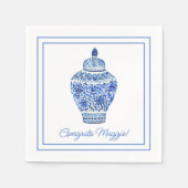Waterverf van Chinoiserie Ginger Jar Party Napkins Servet (Voorkant)