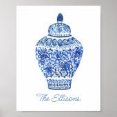 Waterverf van Chinoiserie Ginger Jar Poster (Voorkant)