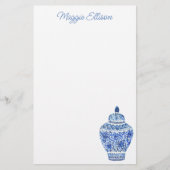Waterverf van Chinoiserie Ginger Jar Stationery Briefpapier (Voorkant)